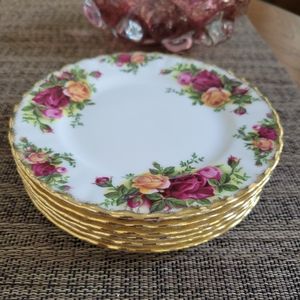 Vintage Royal Albert Old Country Roses Dessert Plates Set of 6